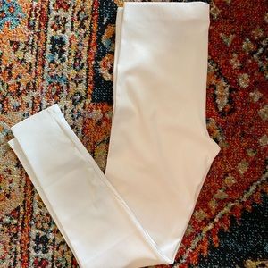 High waisted ribbed white leggings